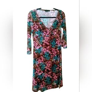 Parallel Womens Brown Wrap Dress Multicolor SZ S